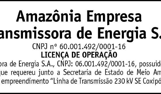 AVISO LICENÇA OPERACIONAL SEMA MT - AETE